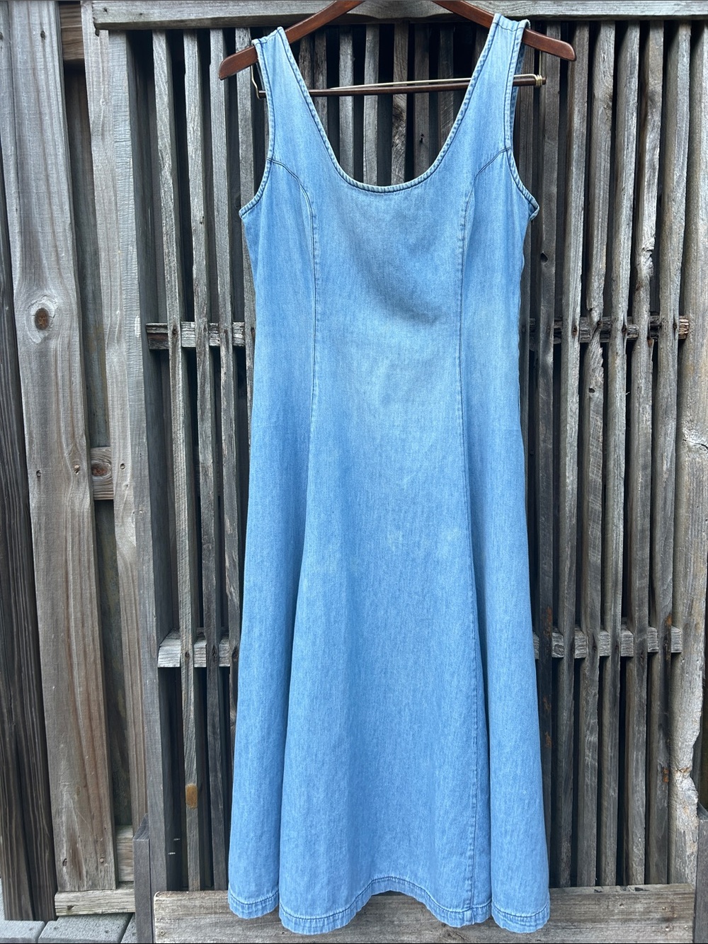 VTG 1990 Polo Country Ralph Lauren Denim Midi Dress Princess Seams Size 14